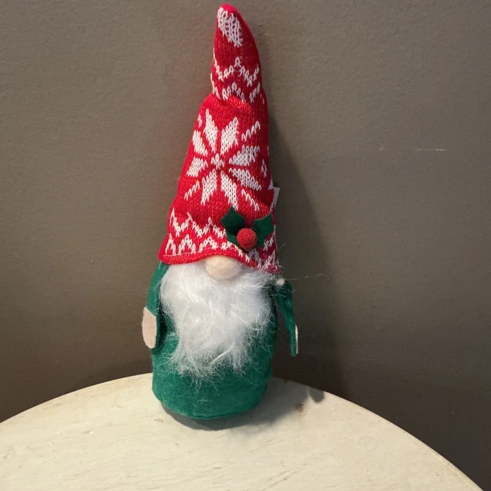 Holiday Style Gnome Sitter Plush‎ Red Green Snowflake Hat Christmas Decor Kids